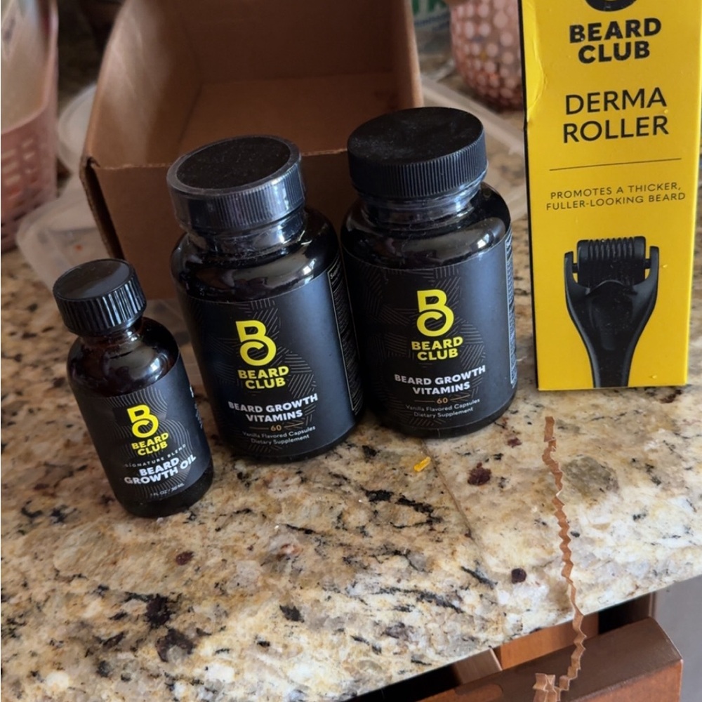 Black Beard Growth Vitamins and Derma Roller Set